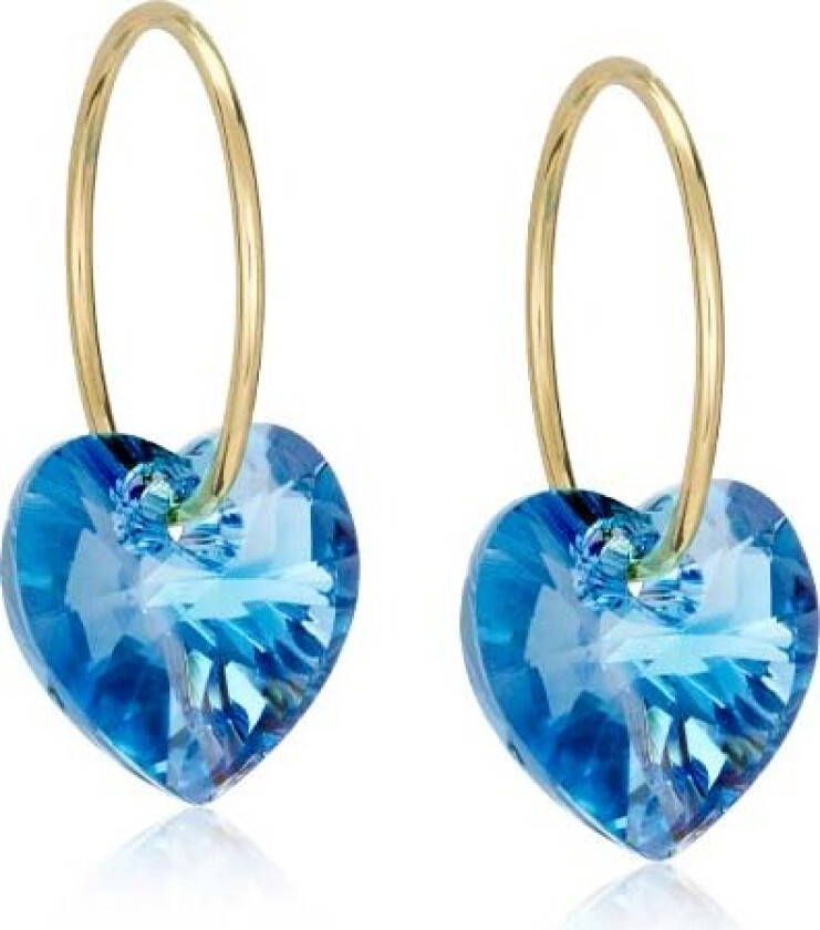 GT Ear Ring 14 mm, Heart 10 mm Aquamarine