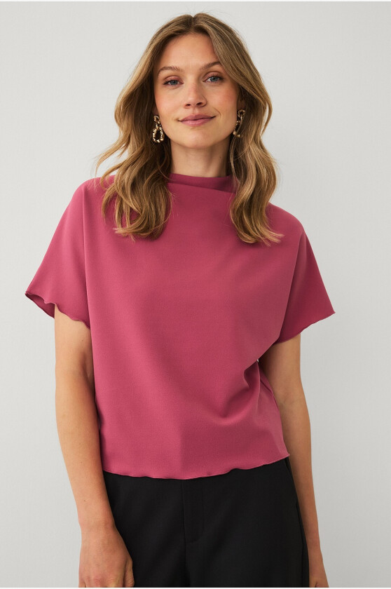 Topp med høy krage - Rosa