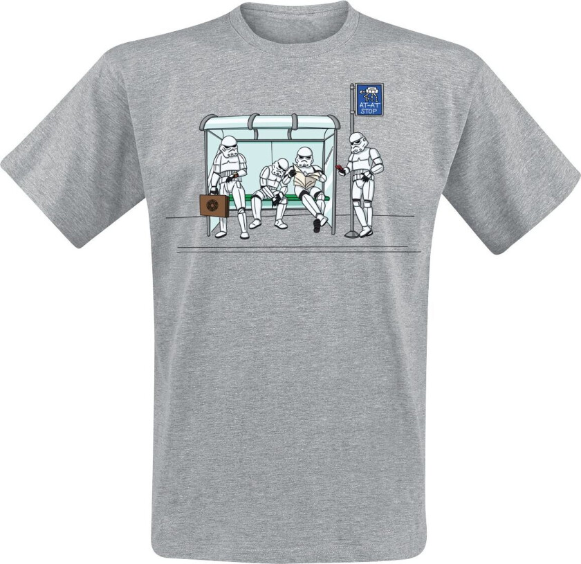 Disney T-skjorte - Stormtrooper Bus Stop - M til XXL - Herrer - gråmelert