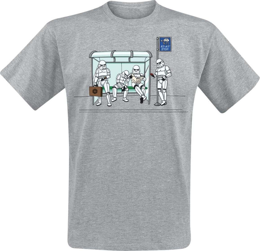 Disney T-skjorte - Stormtrooper Bus Stop - M til XXL - Herrer - gråmelert