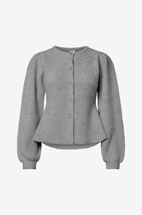 Kardigan pcSilly LS Puff Knit Cardigan - Grå