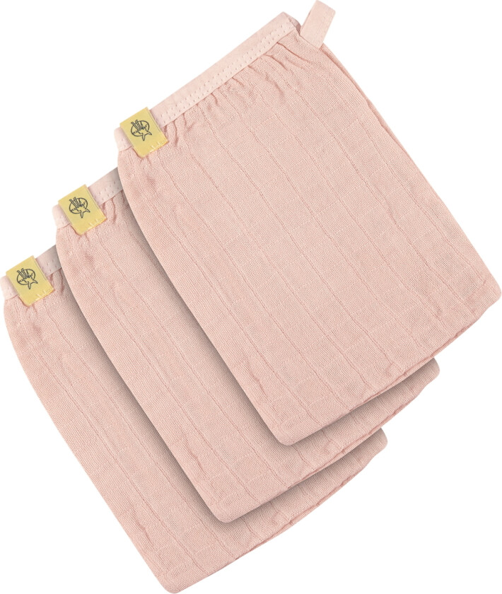 Oppvaksehandske - Muslin - 3-pack - Light Pink - - OneSize - Vaskeklut
