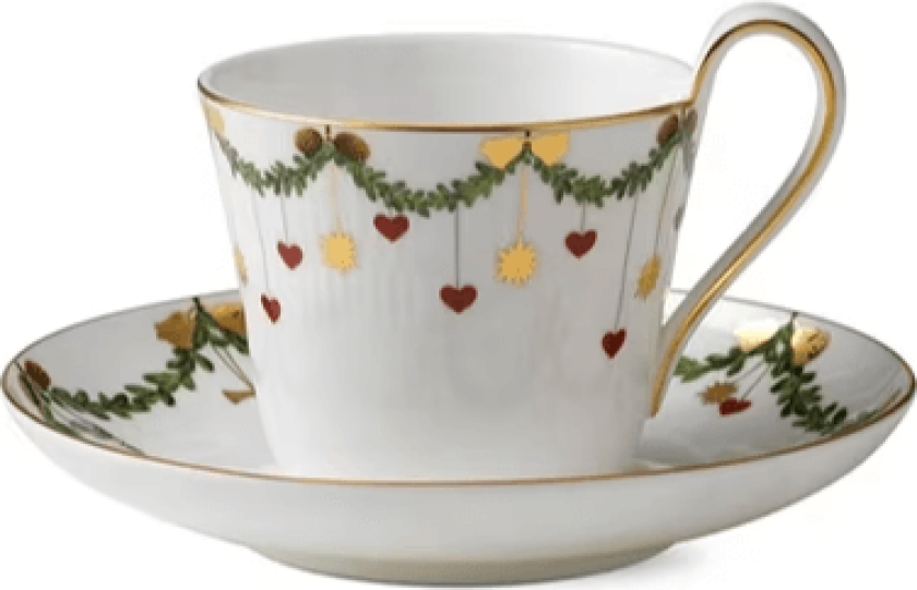 Star Fluted Christmas kopp med tefat 24 cl-høy hank