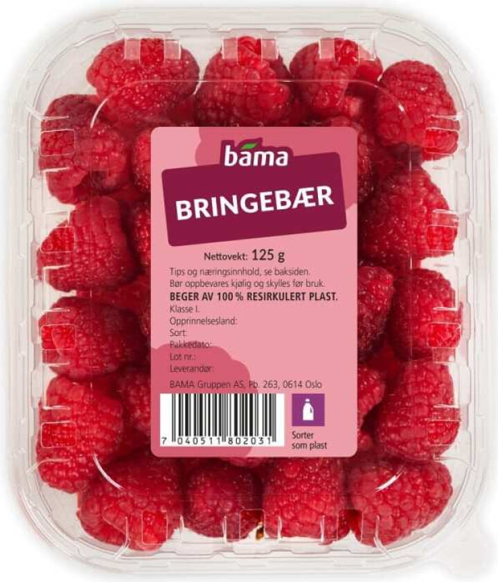 Bringebær 125g kurv