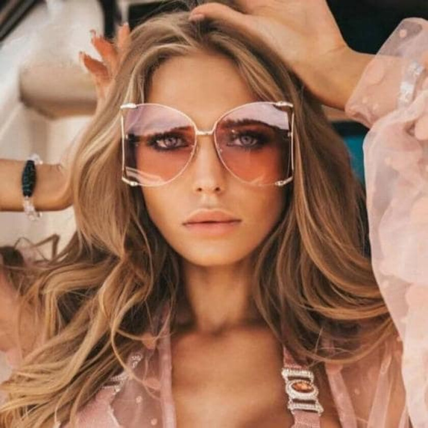 Solbriller dame metall med perle oversized