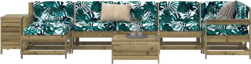 Hagesofasett 9 deler impregnert furu