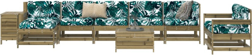 Hagesofasett 10 deler impregnert furu