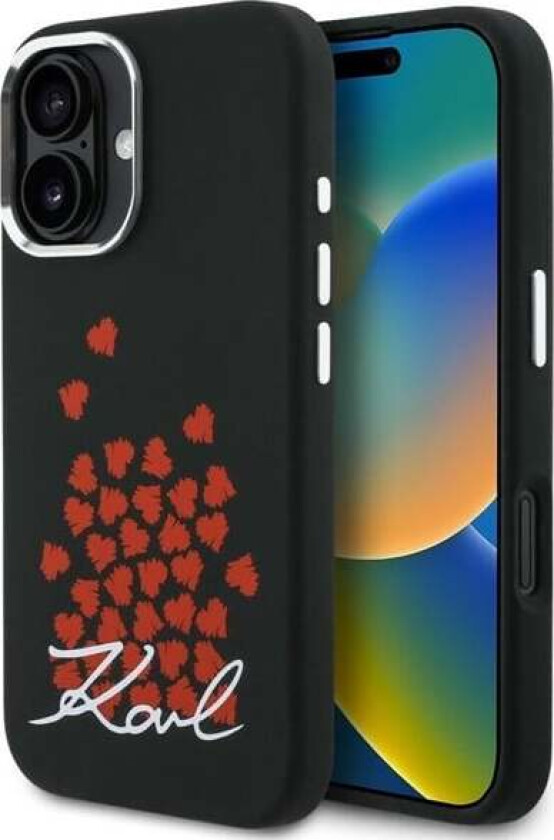 Silicone Heart Sign Logo MagSafe Case for iPhone 16 - Black