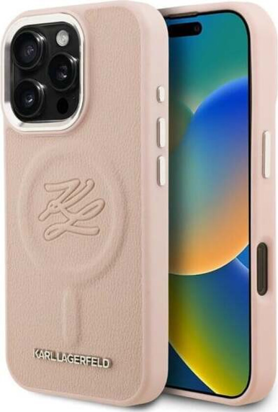 Initial & Metal Logo MagSafe Case for iPhone 16 Pro Max - Pink