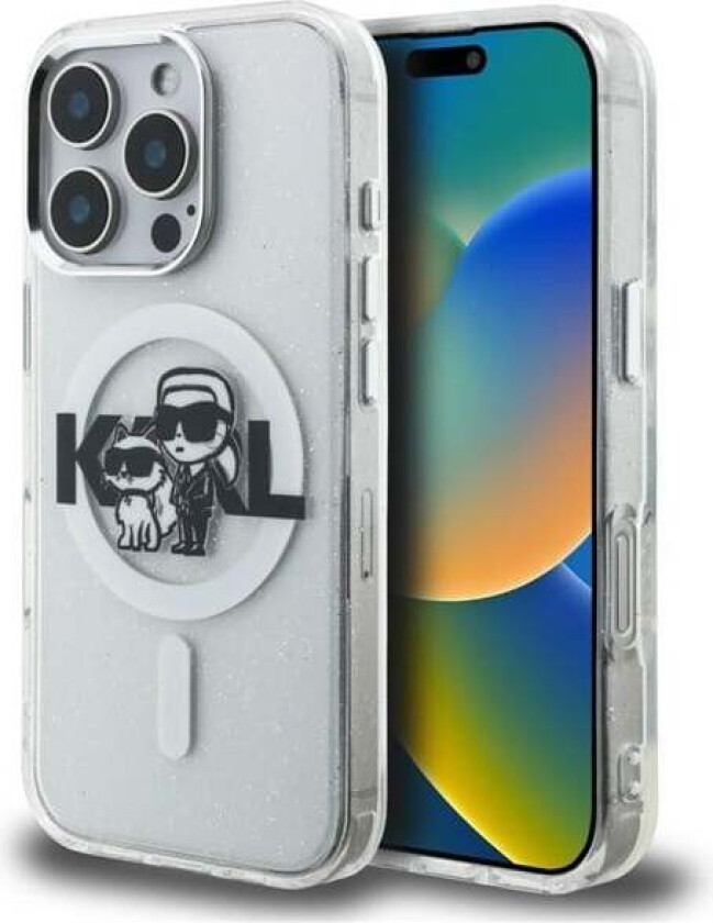 IML Glitter Karl & Choupette Sketch Logo MagSafe Case for iPhone 16 Pro - Clear