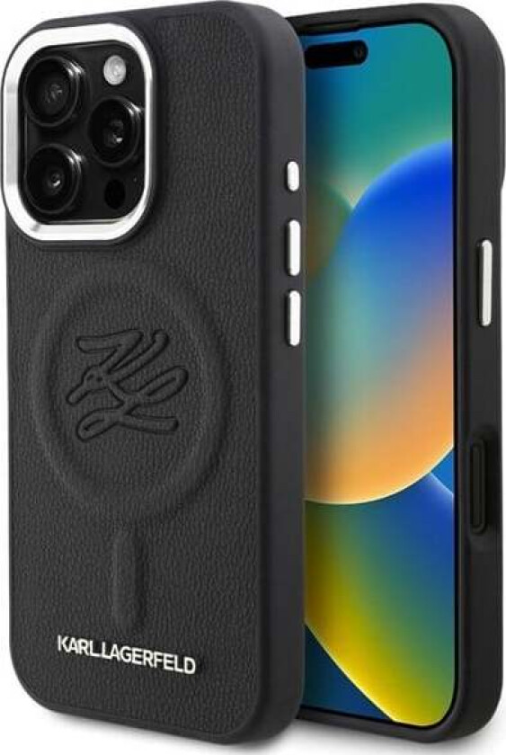 Initial & Metal Logo MagSafe Case for iPhone 16 Pro - Black