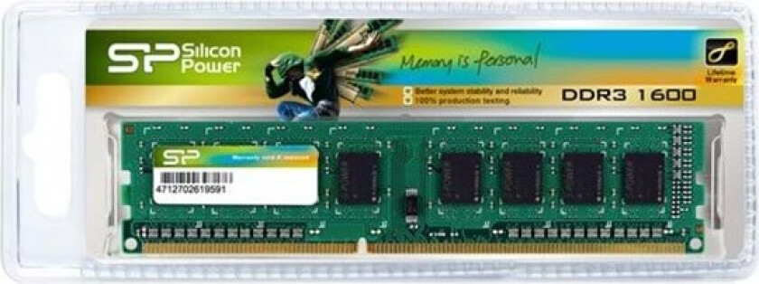 - DDR3 - module - 4 GB - DIMM 240-pin - 1600 MHz / PC3-12800 - unbuffered
