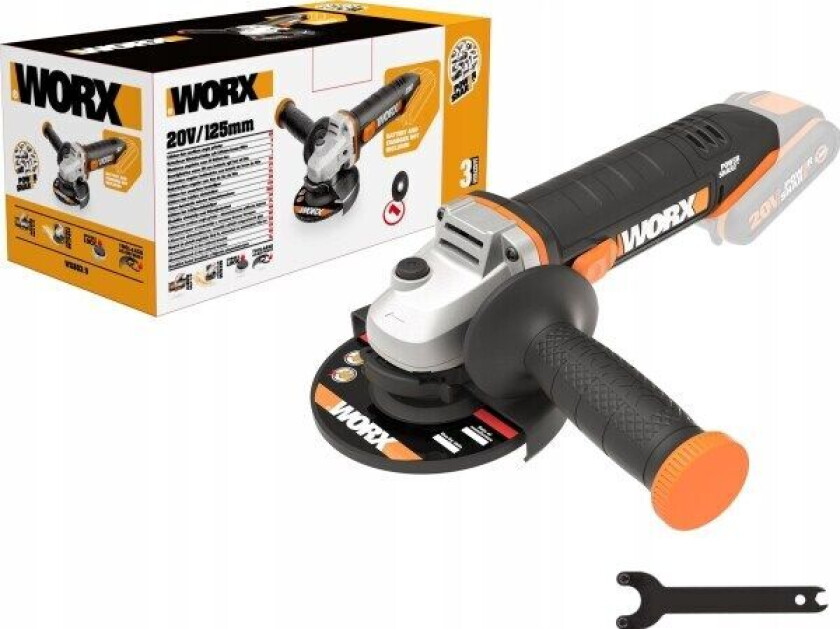 Worx-sliper WORX-vinkelsliper WX803.9 Batteriløs 125mm