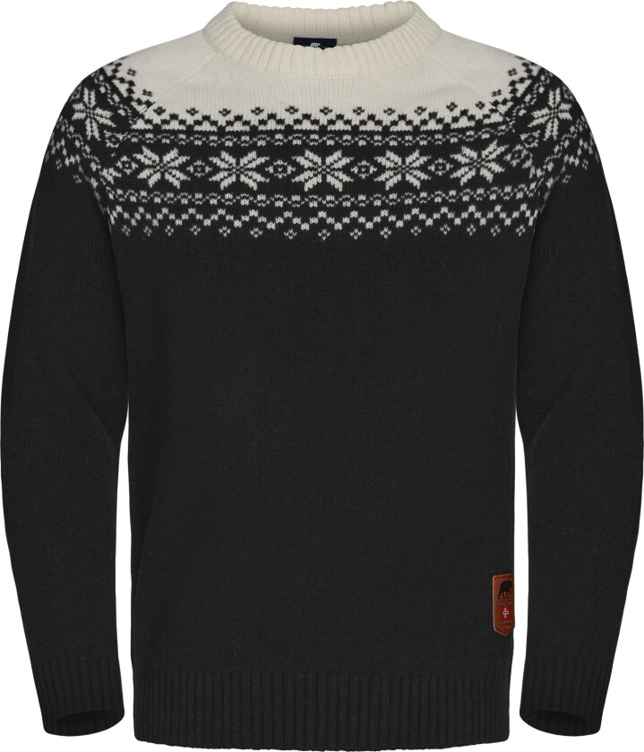 Snøkrystall Round Neck Ullgenser Herre Black/White M