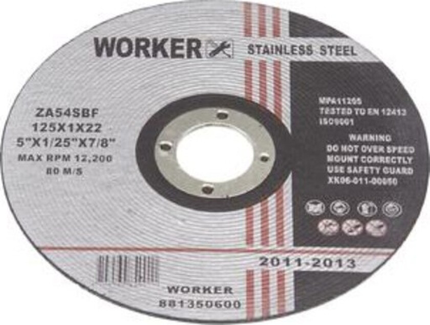 Kappeskive Inox Ø125mm tykkelse 1,0mm - til rustfri stål