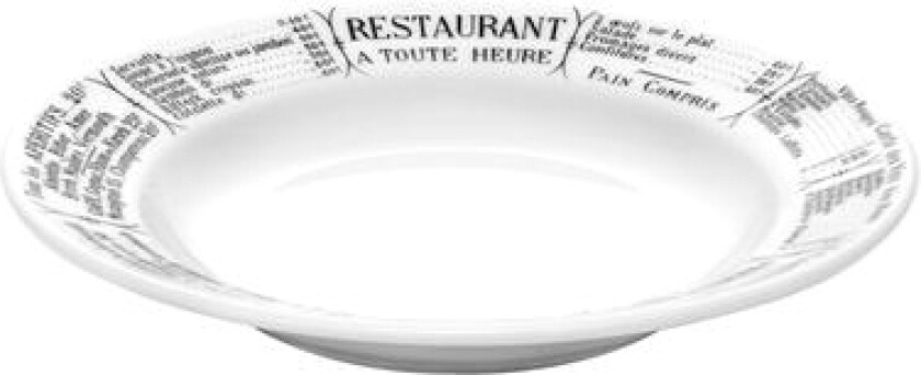 Bilde av Brasserie tallerken dyp hvit/sort - 23 cm