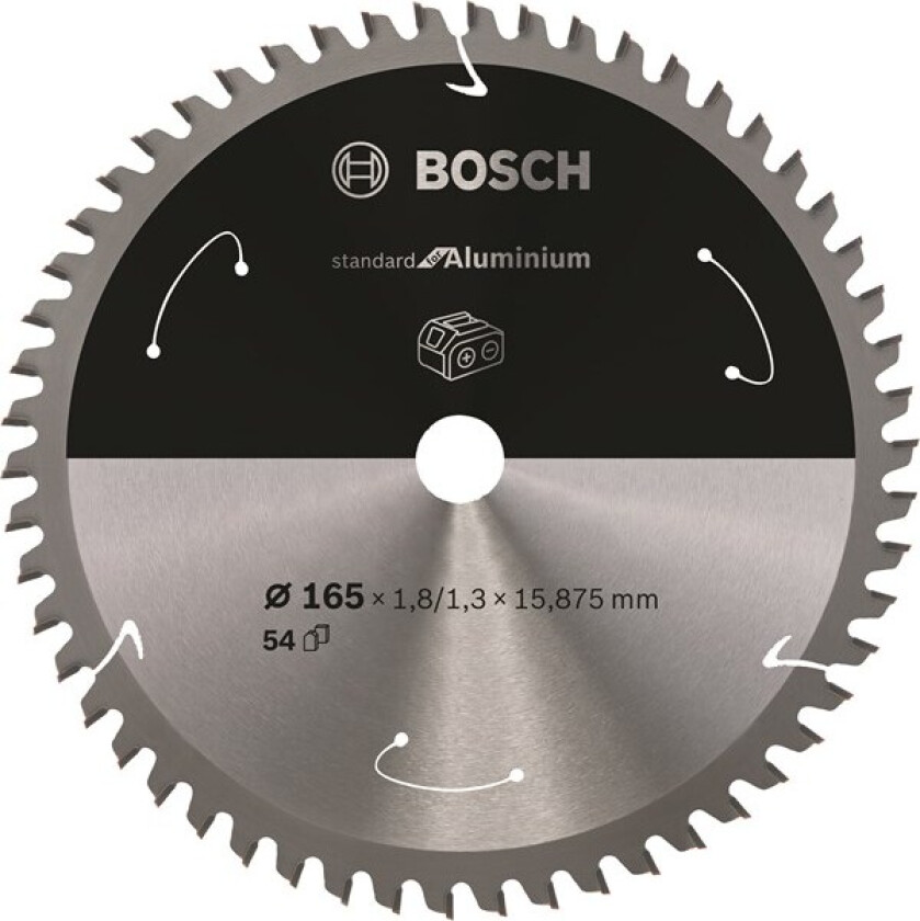 Standard for Aluminium-sirkelsagblad for batteridrevne sager 165x1,8/1,3x15,875 T54