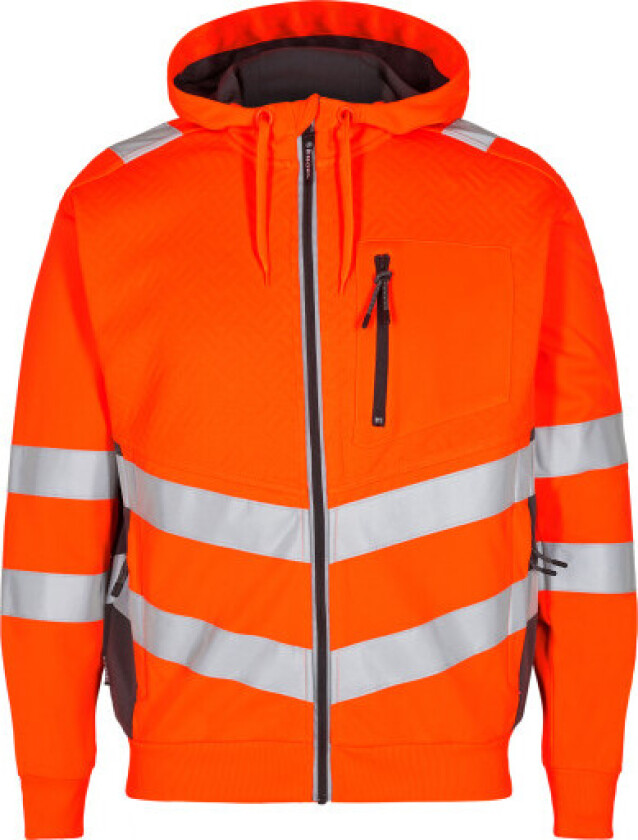 sweatcardigan 8025, EN 20471 oransje/grå, klasse 2, størrelse XS