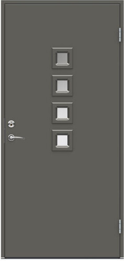 Michigan ytterdør med glass 90x210 cm høyrehengslet grå