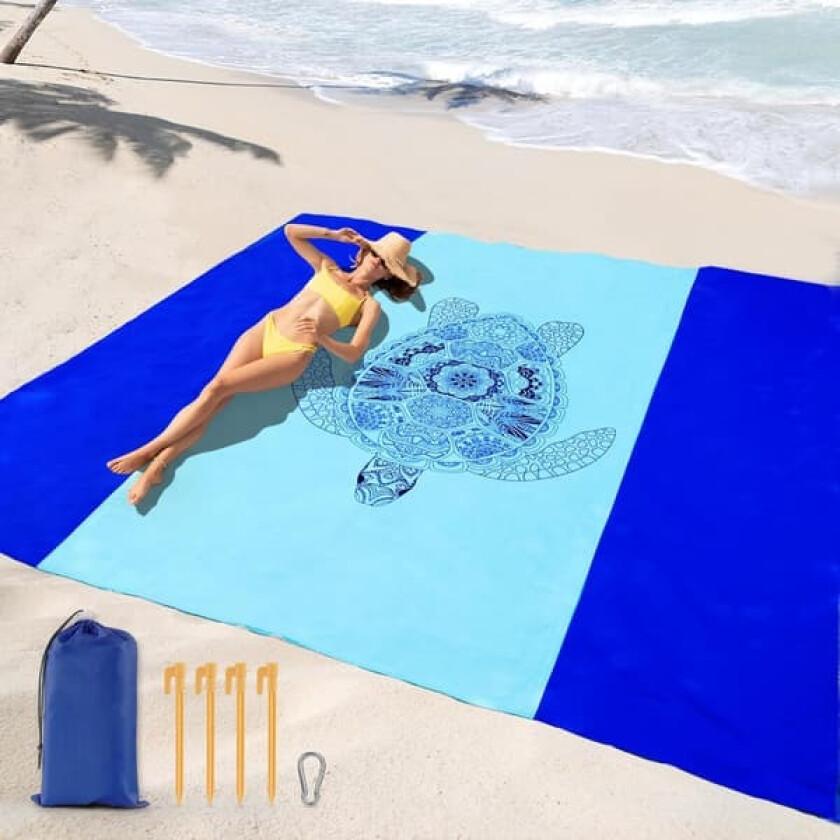 210 x 200 cm Ekstra Stort Strandteppe Piknikteppe, Sandtett Vanntett Strandmatte Campingmatte