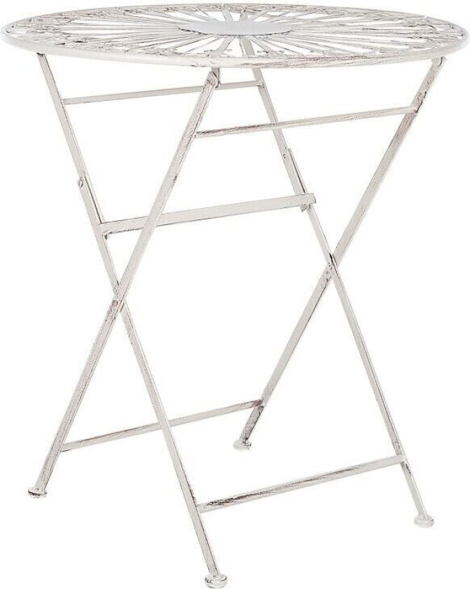 Bilde av Hage Bistro Bord Hvit Jern Sammenleggbar Utendørs Distressed Effekt UV Motstand Fransk Retro Stil