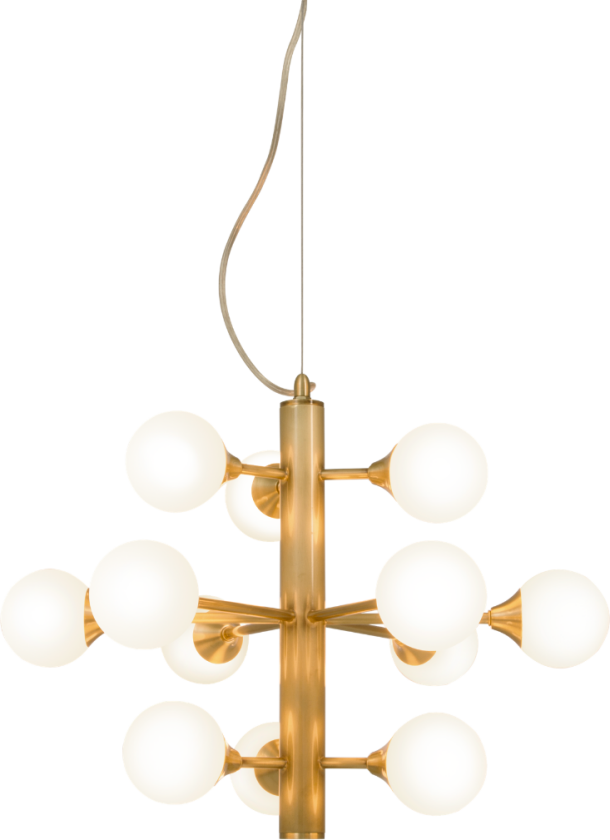Cosmos Taklampe 12 arm Matt Messing/Hvit
