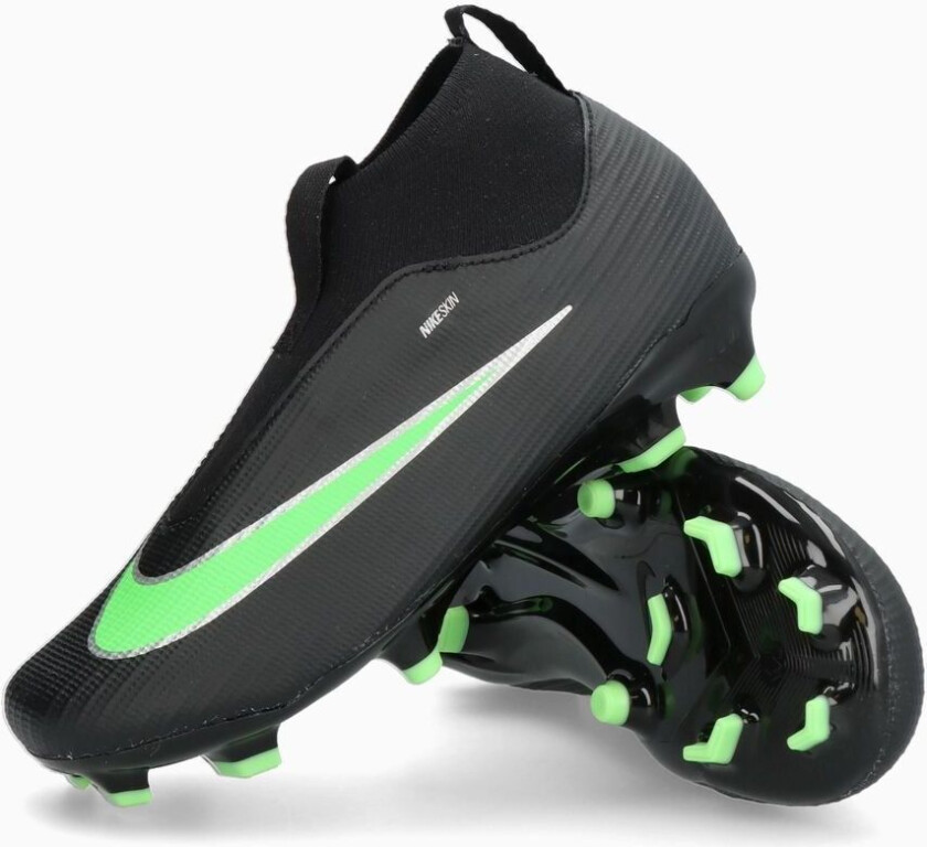 Mercurial Superfly 11 Academy Mg Shadow - Svart/illusion Green Barn, størrelse 28