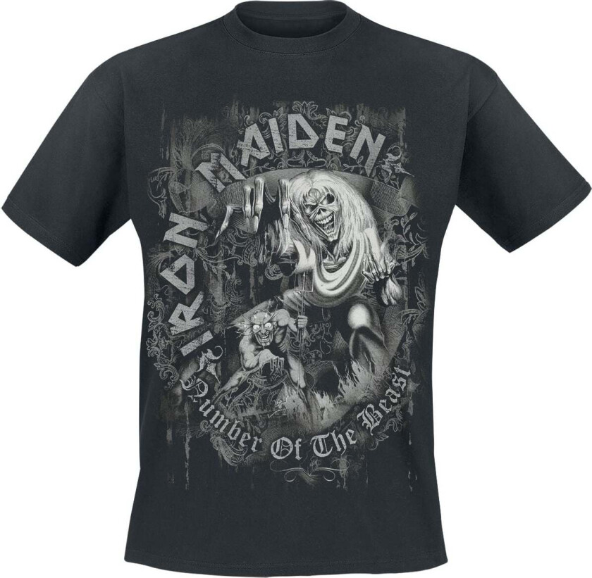 T-skjorte - Number Of The Beast Grey Tone - M til 5XL - Herrer - svart