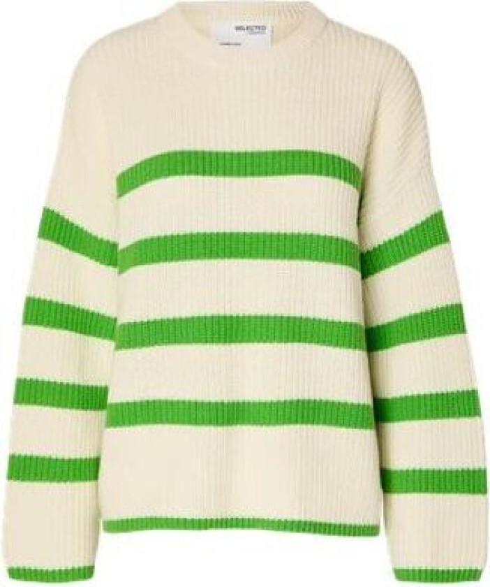 Bloomie Ls Knit O-Neck - Snow White/Classic Green S