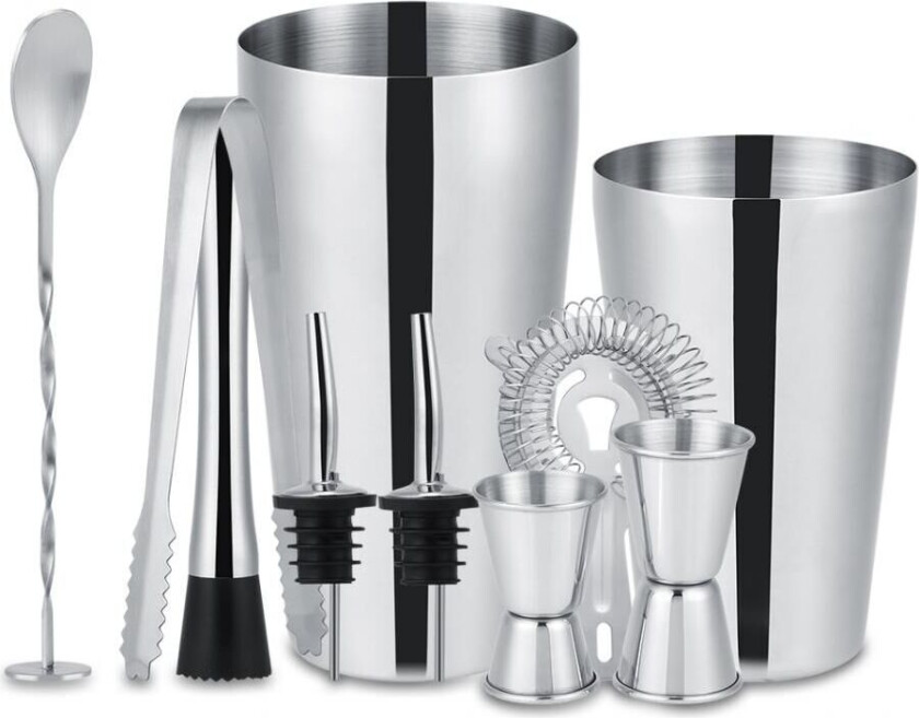 10-delar cocktailset , barset, shaker 700ml - Rostfritt stål