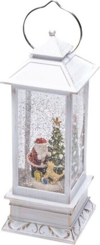 Santa with Dog - Dekorasjonslampe - LED - 0.1 W - varmt hvitt lys - 3000 K - lanterne - hvit