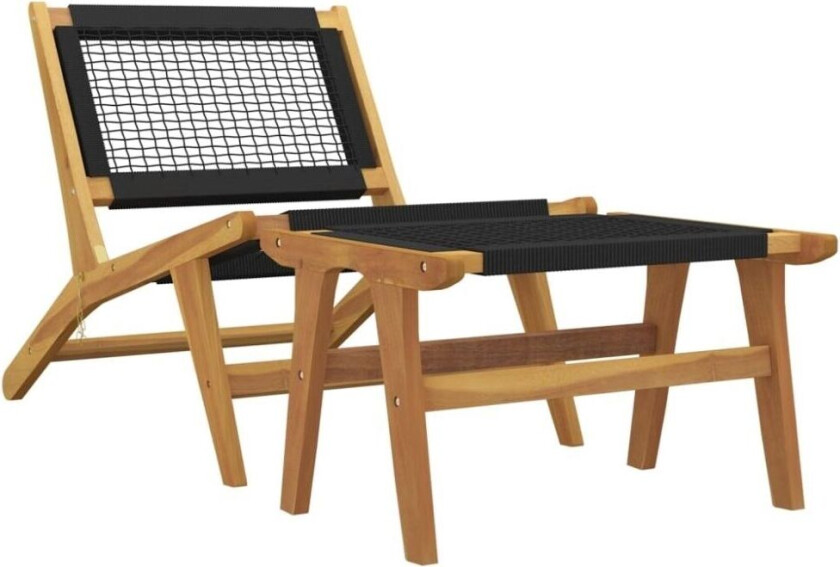 Hagestol med fotstøtte heltre teak og polyester