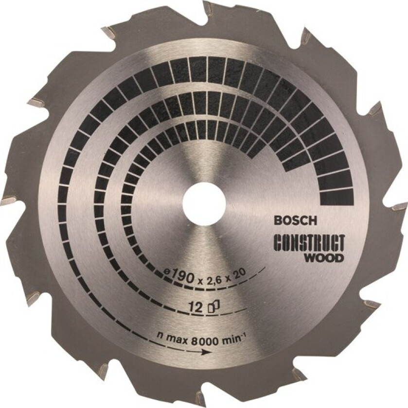 Sirkelsagblad Construct Wood 190 x 20/16 x 2,6 mm; 12