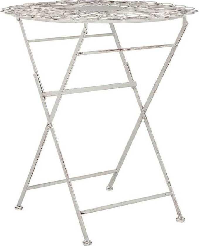 Bilde av Hage Bistro Bord Hvit Beige Metall Vintage Retro Hagemøbler