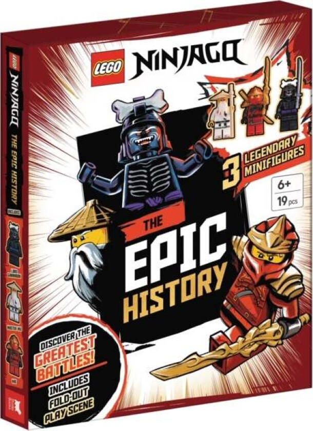 LEGO® NINJAGO®: The Epic History (with Kai, Lord Garmadon and Master Wu minifigures and fold-out play scene) av Buster Books, LEGO®