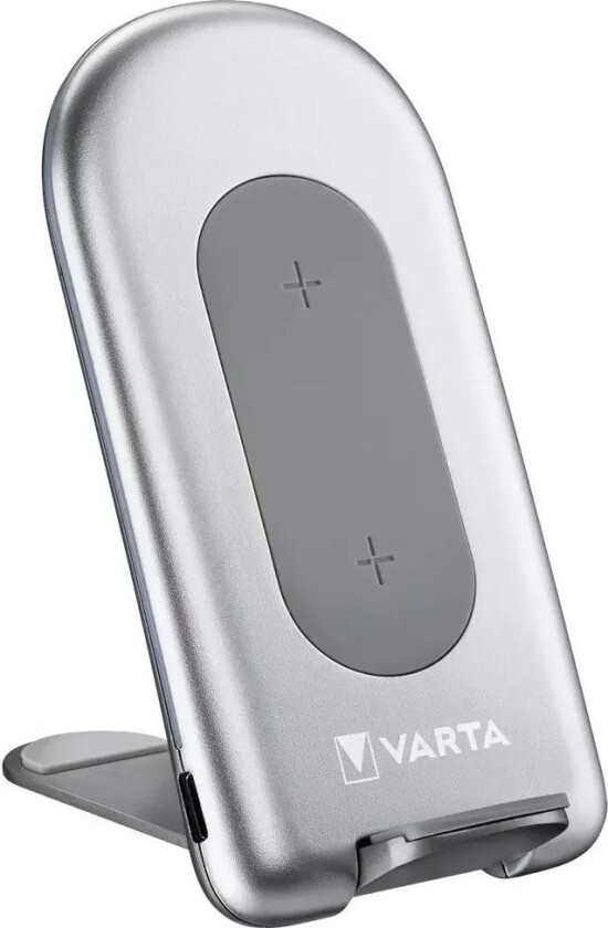 Trådløs Lader med Holder 15W - Sølv / Grå