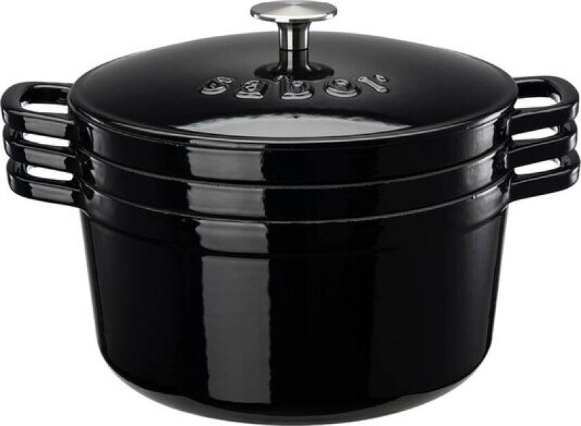 Classic støpejernsgrytesett 3 stk 1,6L + 3L + 4,9L svart