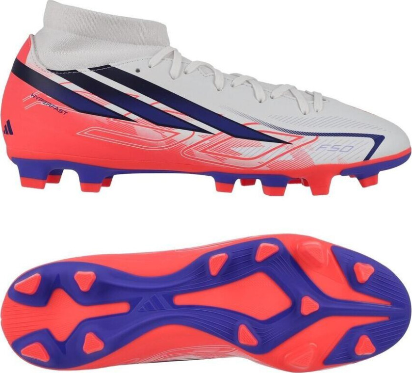 F50 Hyperfast Club Mid Fxg Chaos Vs Control - Hvit/solar Purple/solar Turbo, størrelse 44⅔