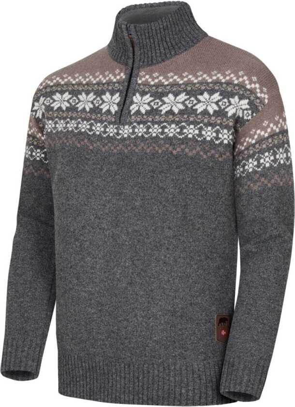 Men's Snøkrystall Half Zip Ullgenser L, Grey/Beige/White