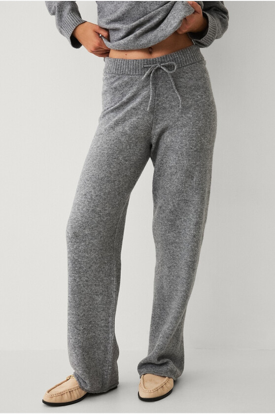 Bukser Soft Plain Knitted Pants Strai - Grå