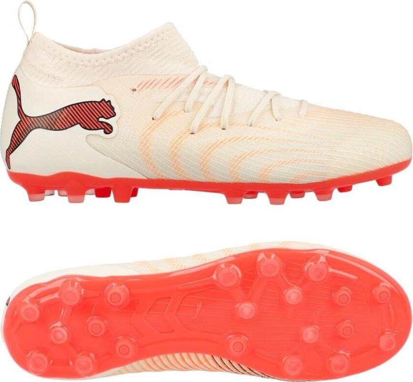 Future 9 Match Mg The Arrival - Sukkermandel/ White/ultra Red/ Svart Barn - Multi Ground (Mg), størrelse 38