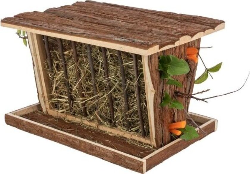 Bilde av Trixie Hay manger with floor & roof, bark wood, 40 × 22 × 30 cm