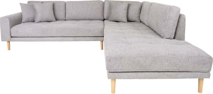 Lido hjørnesofa høyrevent med 4 puter lysegrå.