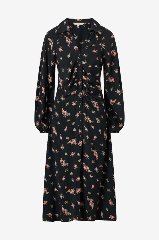 Kjole Viscose Button-down Dress - Svart
