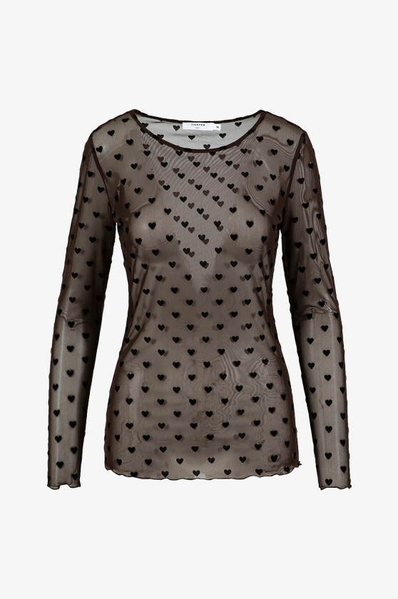 Topp Eve mesh o-neck - Brun
