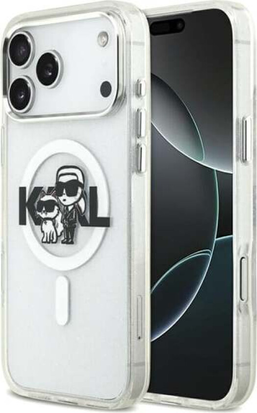 IML Glitter Karl & Choupette Sketch Logo MagSafe Case for iPhone 17 Pro Max - Clear