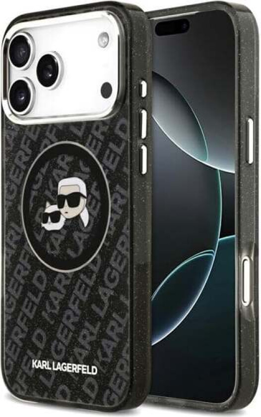 IML Glitter Karl&Choupette Heads Logo MagSafe Case for iPhone 17 Pro Max - Black