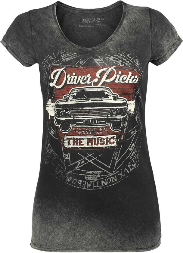 T-skjorte - Driver Picks The Music - S til 4XL - Damer - grå