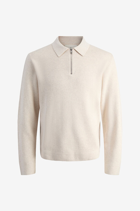 Langermet pologenser Jprblamilano Stitch Knit Zip Polo S - Hvit