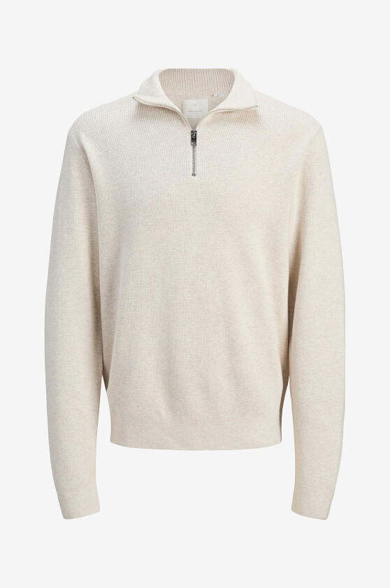 Genser jprBlamilano Stitch Knit Half Zip S - Hvit